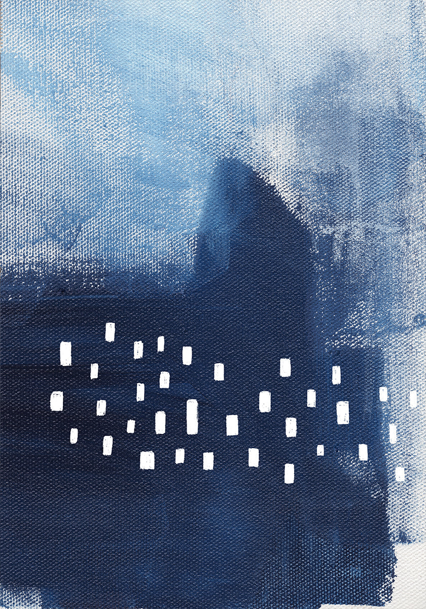 Blue Hues And White Rectangular Elements - Posterbox