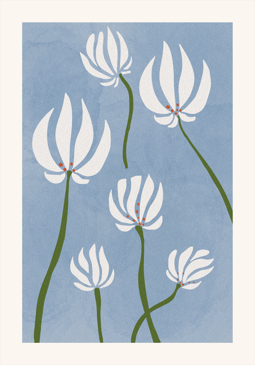 Poster mit weißen Blumen - Posterbox.dk